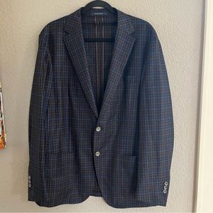 Reda 1865 Blue & Brown Plaid Sport Coat Blazer Sz 52/XL